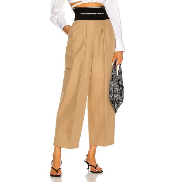 Alexander Wang High Waist Logo Carrot Pant in Chino Khaki size 0 - Picture 1 of 10